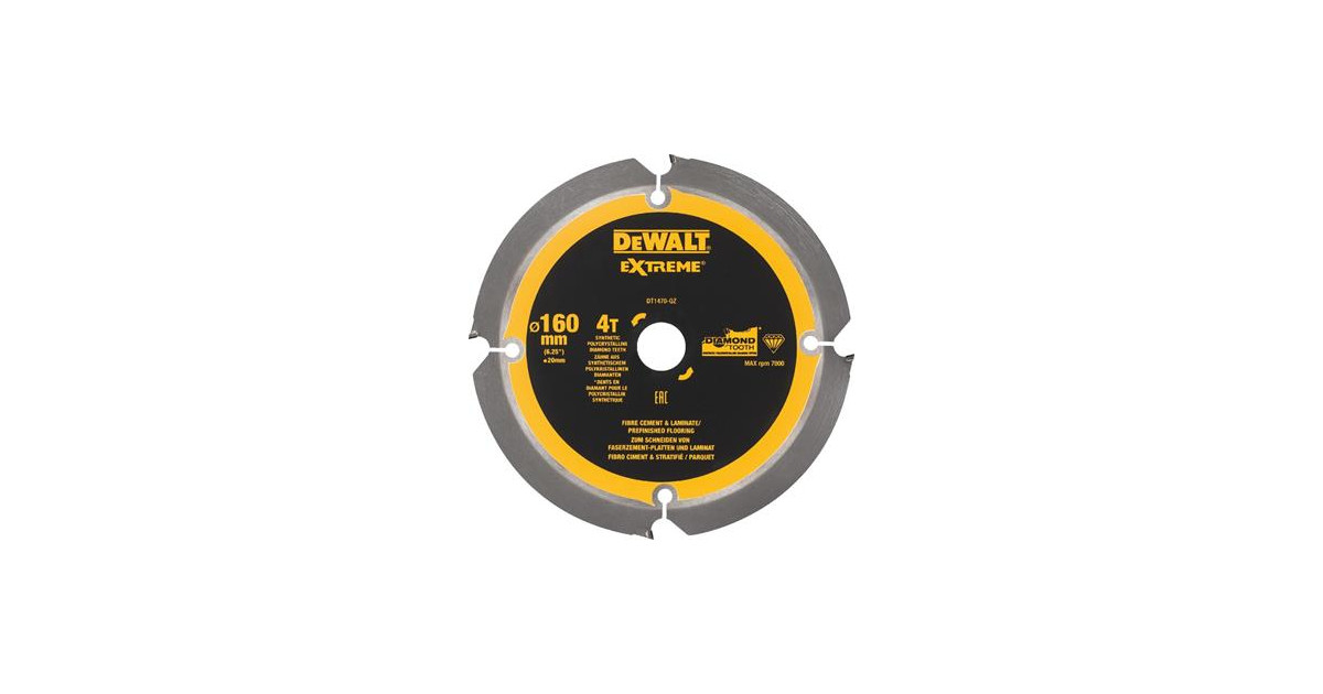 DeWALT Sägeblatt für Faserzement- DT1470 Laminatplatten, HammerArzt und x 20 160 mm, | 4 Zähne