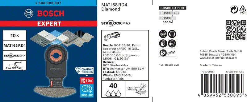 68 mm, Blade 10-tlg. EXPERT 30 68 | HammerArzt Bosch Corner MATI Blatt RD4 für x Multifunktionswerkzeuge,
