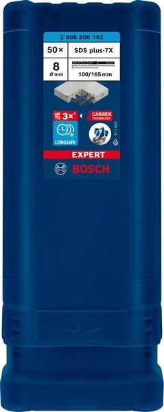 Bosch EXPERT SDS plus-7X x | 50-tlg. 8 mm, 100 HammerArzt 165 Hammerbohrer, x