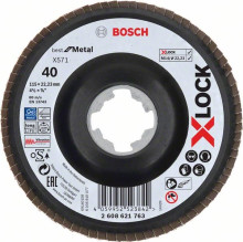 Bosch X-LOCK Fächerschleifscheibe, geschränkte Ausführung, Trägerteller aus Kunststoff, Ø115 mm, G 60, X571, Best for Metal, 1 Stück