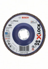 Bosch Tarcze listkowe z systemem X-LOCK, wersja prosta, płyta z tworzywa sztucznego, Ø 115 mm, G 60, X571, Best for Metal, 1 szt.