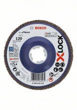 Bosch X-LOCK Fächerschleifscheibe, gerade Ausführung, Kunststofftragplatte, Ø125 mm, K 120, X571, Best for Metal, 1 Stück