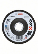 Bosch X-LOCK Fächerschleifscheibe, abgewinkelte Ausführung, Fibertragplatte, Ø115 mm, K 120, X571, Best for Metal, 1 Stück
