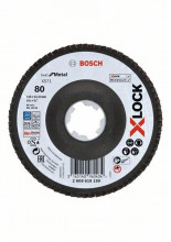 Bosch X-LOCK Fächerschleifscheibe, abgewinkelte Ausführung, Fibertragplatte, Ø115 mm, K 80, X571, Best for Metal, 1 Stück