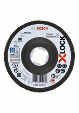 Bosch X-LOCK Fächerschleifscheibe, abgewinkelte Ausführung, Fibertragplatte, Ø125 mm, K 80, X571, Best for Metal, 1 Stück