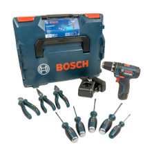 Bosch Zestaw uniwersalny GSR 12V-15 z 8 narzędziami ręcznymi w L-Boxx 060186810N