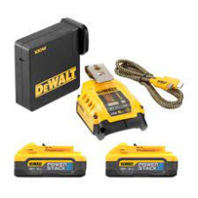 DeWalt 18V 2x5.0Ah Li-Ion PowerStack mit USB-Adapter und Ladegerät DCB094 in Box DCB094H2