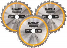 DeWALT sada pílových kotúčov CONSTRUCTION, 250 X 30 mm, 3 ks DT1963