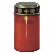 EMOS LED náhrobná sviečka červená, 2x C, vonkajšia aj vnútorná, teplá biela, časovač 1550000056