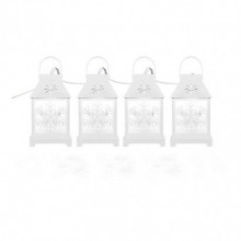 EMOS LED vianočná girlanda – biele lampáše s vločkami, studená biela 1550002031