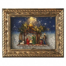 EMOS LED vianočný obraz betlehem, 19,3 × 24,3 cm, 4× AA, vnút., teplá biela, časovač 1550000076