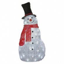 EMOS LED vianočný snehuliak, 61 cm, vonkajší aj vnútorný, studená biela, časovač 1550002005