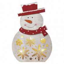 EMOS LED vianočný snehuliak drevený, 30 cm, 2x AAA, vnútorný, teplá biela, časovač 1550000035