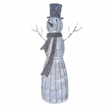 EMOS LED vianočný snehuliak ratanový, 124 cm, vnútorný, studená biela, časovač 1550002004