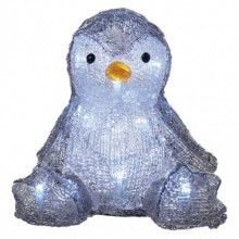 EMOS LED vianočný tučniak, 20 cm, 3x AA, vnútorný, studená biela, časovač 1550002012