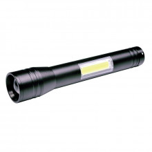 Solight LED kovová svítlna 3W + COB, 150 + 120lm, 2x AA, černá