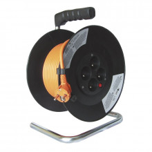 Solight predlžovací prívod na bubne, 4 zásuvky, 20m, oranžový kábel, 3x 1,5mm2