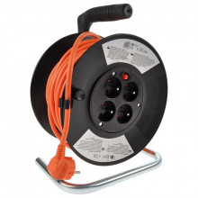 Solight prodlužovací přívod na bubnu, 4 zásuvky, 25m, 3x 1,0mm2, oranžový kabel