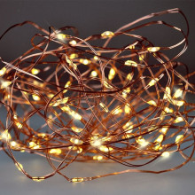 Solight vianočná reťaz medená, 100x mini LED, 10m, 3 x AA, teplé svetlo