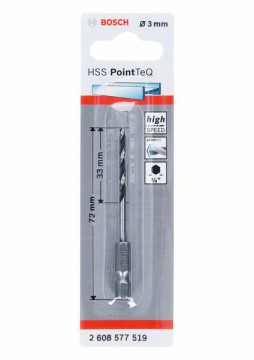 Bosch Špirálový vrták HSS PointTeQ Hex 3 mm Professional 2608577519