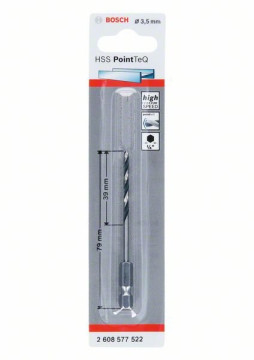 Bosch Spirálový vrták HSS PointTeQ Hex 3,5 mm Professional 2608577522