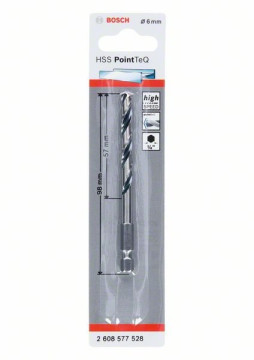 Bosch Spiralne wiertło HSS PointTeQ Hex 6,0 mm Professional 2608577528