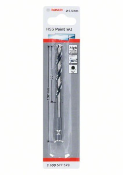 Bosch Spirálový vrták HSS PointTeQ Hex 6,5 mm Professional 2608577529