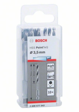 Bosch Wiertło spiralne HSS PointTeQ Hex 3,5 mm, 10 szt. Professional 2608577542