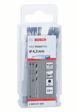 Bosch Spirálový vrták HSS PointTeQ Hex 4,2 mm, 10 ks Professional 2608577544