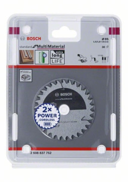 Bosch Standard for Multi Material Kreissägeblatt für Akkusägen, 85 x 1,5/1 x 15, 30 Zähne
