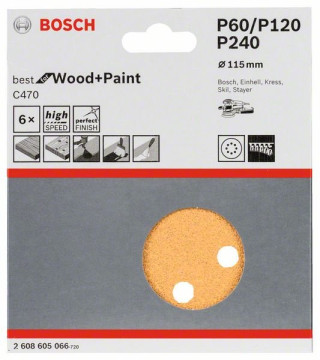 Bosch Papier ścierny C470, opakowanie 5 szt. 115 mm,