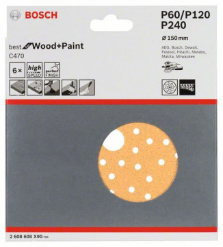 Bosch Exzenterschleifpapier Körnung num 40 (Ø) 150mm 5St.