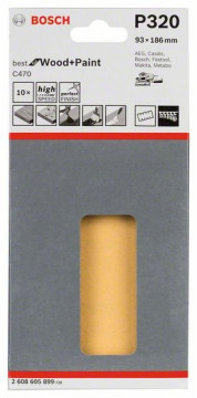 BOSCH Brúsny papier C470, balenie 10 ks 93 x 186 mm, 40, 2608605253