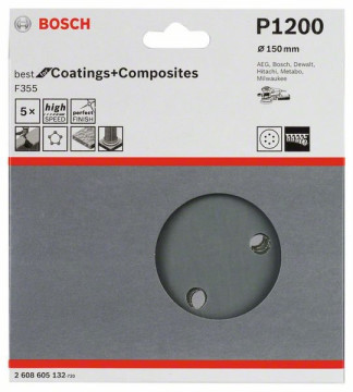 Bosch Papier ścierny F355, opakowanie 5 szt. 115 mm,