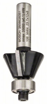 Fazetové / Hranová fréza 8 mm, D1 23,7 mm, B 5,5 mm, L 12 mm, G 54 mm, 25 ° BOSCH 2608628351