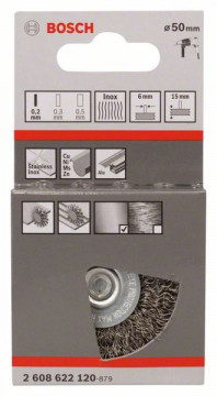 Bosch Szczotka tarczowa z drutu falistego 50 × 0,2 mm stalowa 50 mm, 0,2 mm, 15 mm