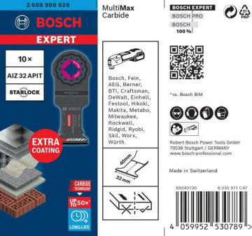 Bosch Brzeszczot wielofunkcyjny EXPERT MultiMax AIZ 32 APIT 32 mm, 10 szt.
