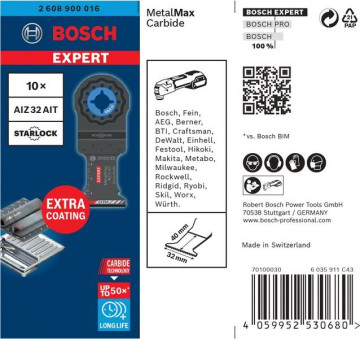 Bosch Brzeszczoty EXPERT MetalMax AIZ 32 AIT Multitool 40 x 32 mm, 10 szt.