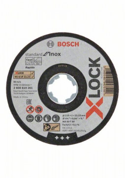 Bosch Plochý řezný kotouč Standard for Inox systému X-LOCK, 10×115×1×22,23 mm WA 60 T BF, 10 x 115 x 1 x 22.23 mm