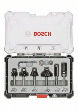 Bosch Súprava frézovacích bitov, zarovnávanie a zaobľovanie, 6 mm driek 6-dielna Trim and Edging Router Bit Set