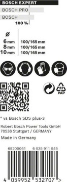 Bosch Sada vrtáků do kladiv EXPERT SDS plus-7X, 6/8/10 mm, 3 ks