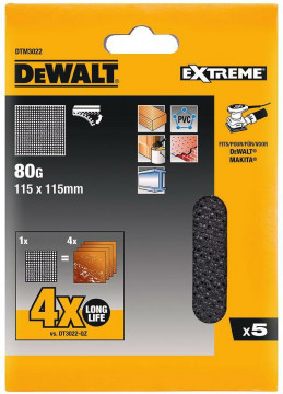 DeWALT brúsna sieťovina, suchý zips, 115 x 115 mm, 5 ks, P240 DTM3025