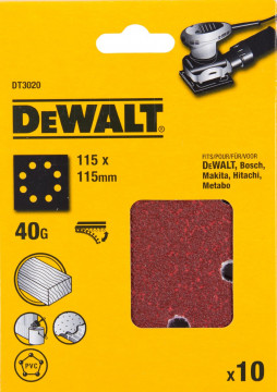 DeWALT brusný papír 115 x 115 mm, suchý zip, (10 ks) P80 DT3022