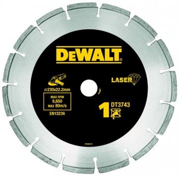 DeWALT Trockentrennscheibe für Baumaterialien und Beton, 230 mm DT3743