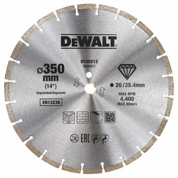 DeWALT Diamantscheibe mit segmentiertem Umfang, Trockenschnitt, 350 mm DT40213