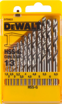 DeWALT sada vrtáků HSS-G, na kov (13 ks) DT5922