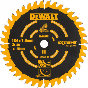 DeWALT EXTREME Sägeblatt für Akku-Kreissägen, 184 x 16 mm, 40 Zähne DT1668