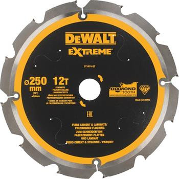 DeWALT Sägeblatt für Faserzement- und Laminatplatten, 250 x 30 mm, 12 Zähne DT1474