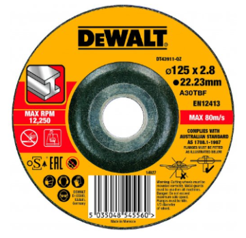 DeWalt Řezný kotouč na kov vypouklý 125x3x22,2 DT43911
