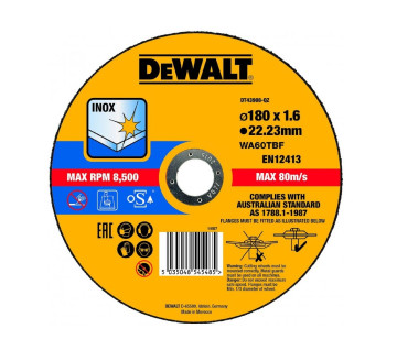 Dewalt Řezný kotouč na nerezovou ocel 180 x 1,6 x 22,2 mm DT43908